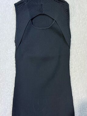White House Black Market Blue/Gray/Slate Mock Neck Ribbed Cutout Sleeveless Top